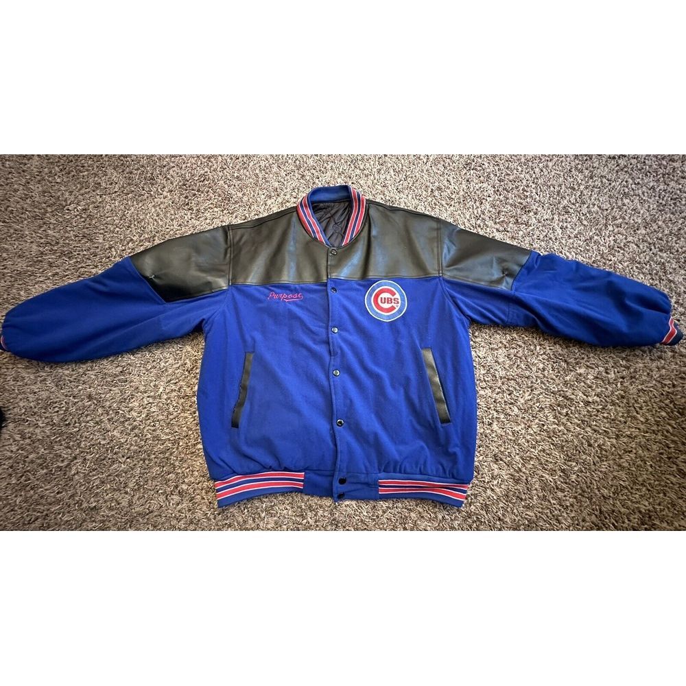 Chicago Cubs Vintage Y2K Nike Wool Leather MLB Baseball Varsity Letterman Jacket